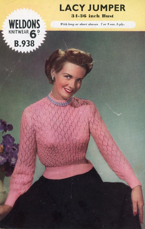 Knitting pattern: Lacy Jumper; Weldons Knitwear B 938; GWL-2014-59-20