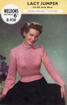 Knitting pattern: Lacy Jumper; Weldons Knitwear B 938; GWL-2014-59-20