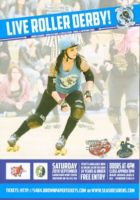 Cover of bout programme presented by Seaside Siren Roller Girls