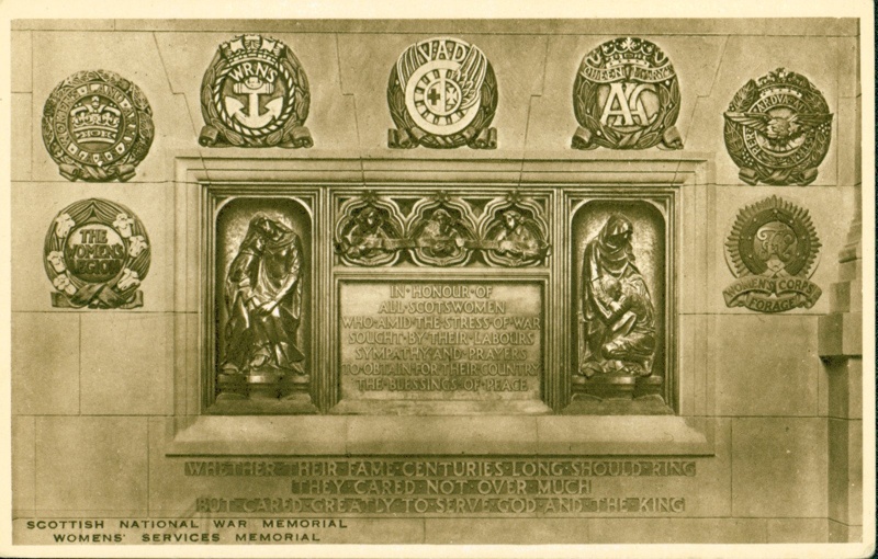 Sepia postcard of the Women's Services Memorial