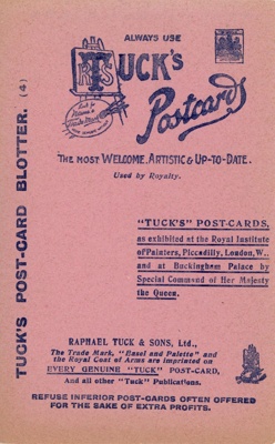 Postcard blotter; Raphael Tuck & Sons; c.1900-1920; GWL-2024-77-53