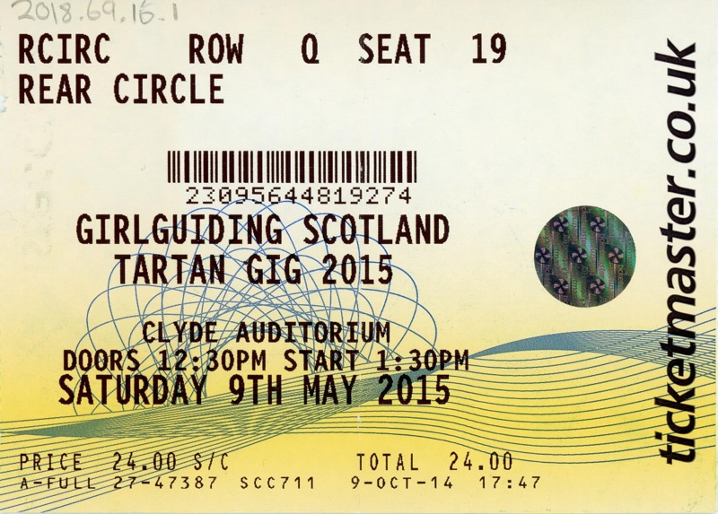 Ticket: Tartan Gig; Girlguiding Scotland; 2015; GWL-2018-69-16-1