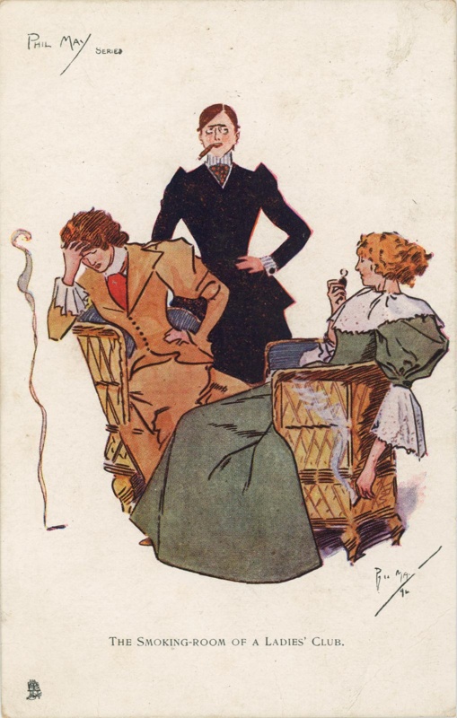 Postcard: The smoking-room of a ladies' club; Raphael Tuck & Sons; GWL-2010-44