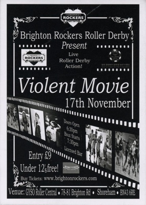 Flyer: Violent Movie; Brighton Rockers Roller Derby; Nov 2012; GWL-2015-140-3