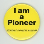 GWL-2015-112-3: Badge: Rochdale Pioneers Museum; c.1980s GWL-2015-112-3: Badge: Rochdale Pioneers Museum; c.1980s