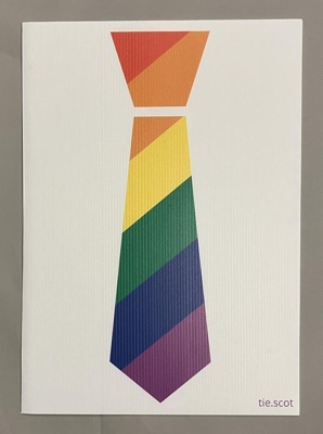 Placard: Rainbow tie; Time for Inclusive Education (TIE); c.2015-25; GWL-2025-133-1