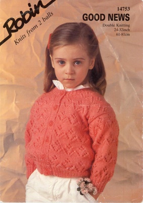 Knitting pattern: Cardigan; Robin No. 14753; c.1980s; GWL-2017-11-39