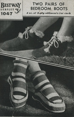 Knitting pattern: Bedroom Boots; Bestway Leaflet No. 1047; GWL-2016-95-50