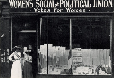 Postcard front: WSPU Shop in Reading; Unknown; c.1910; GWL-2024-6-10