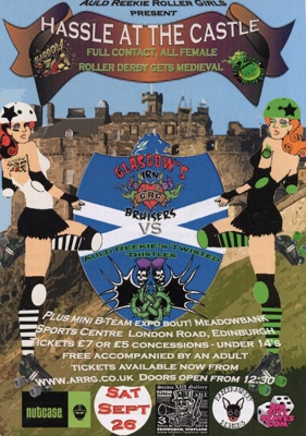 Flyer front: Hassle at the Castle; Auld Reekie Roller Derby; Sept 2009; GWL-2019-91-11