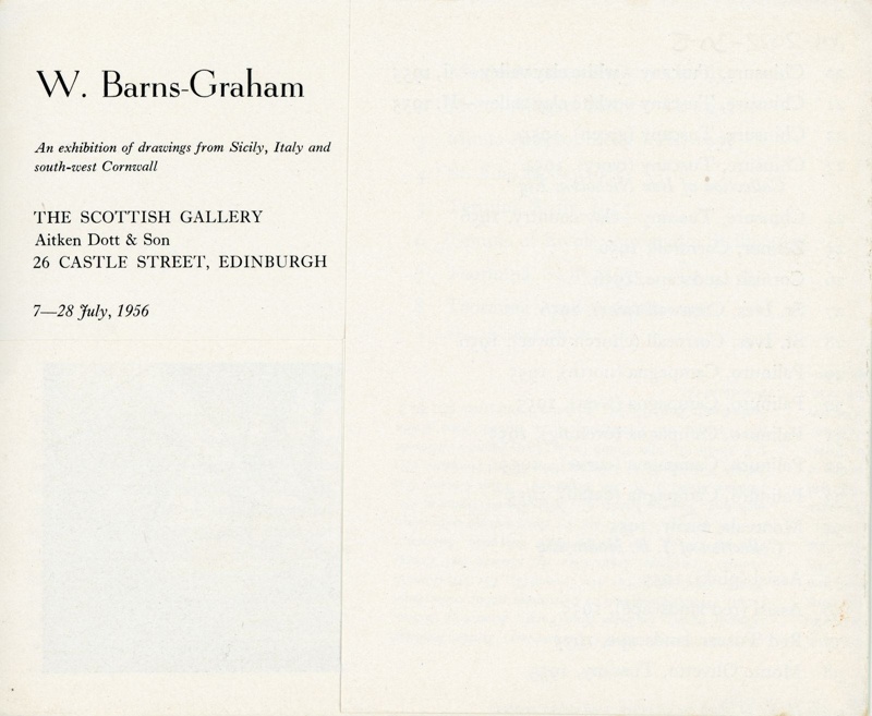 Catalogue (folded): W. Barns-Graham; The Scottish Gallery; 1956; GWL-2022-30-5