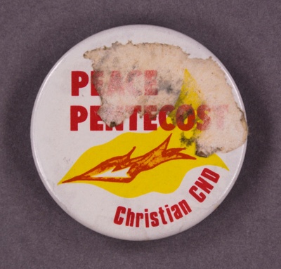 Badge: Peace for Pentecost; Christian CND; c.1980s; GWL-2013-66-3