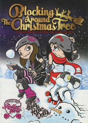 Programme cover: Blocking Around the Christmas Tree; Glasgow Roller Derby; 2010; GWL-2020-35-11