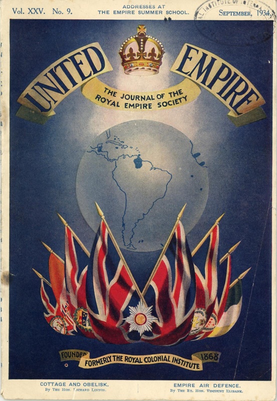 Journal cover: United Empire; Salmon, Edward; Sept. 1934; GWL-2024-6-19