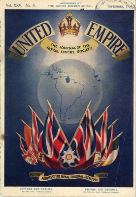 Journal cover: United Empire; Salmon, Edward; Sept. 1934; GWL-2024-6-19