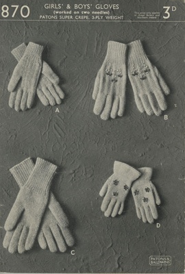 Knitting pattern: Girls' and Boys' Gloves; P&B Knitwear Fashions No. 870; GWL-2016-95-47