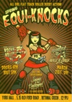 Cover of Roller Derby programme for "Spring Equi-Knocks" featuring London Rockin' Rollers vs Glasgow Roller Girls, March 2009