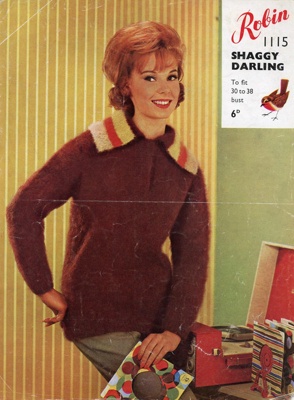 Knitting pattern: Sweater with Striped Collar; Robin Leaflet No. 1115; GWL-2015-34-84