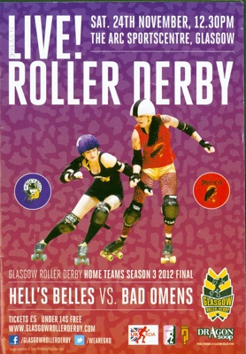 Programme: Hell's Belles vs Bad Omens; Glasgow Roller Derby; Nov 2012; GWL-2018-60-15