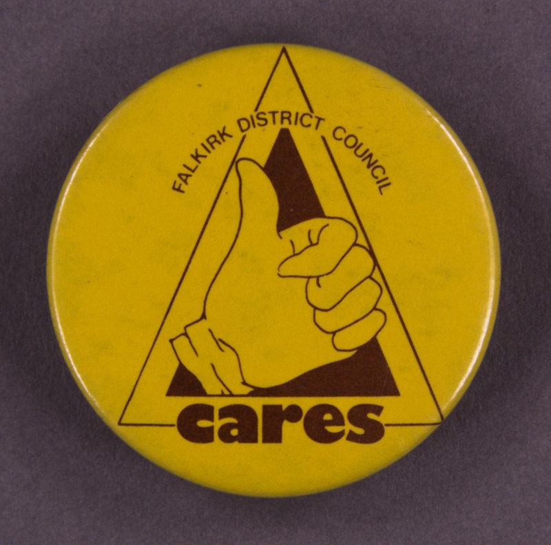 Badge: Falkirk District Council Cares; 1975-96; GWL-2015-111-28