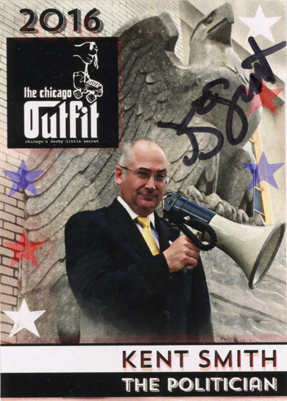 Business card front: Kent Smith ~ The Politician; Chicago Outfit Roller Derby; 2016; GWL-2025-118-52-2