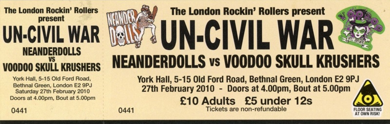 Ticket: Un-Civil War; London Rockin' Rollers; 2010; GWL-2020-23-2