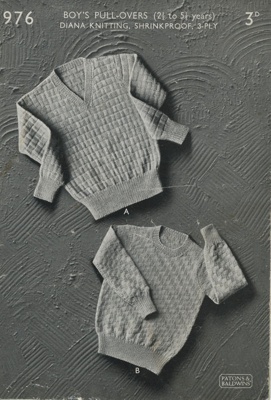 Knitting pattern: Boy's Pullovers; P&B Knitwear Fashions No. 976; GWL-2016-95-84