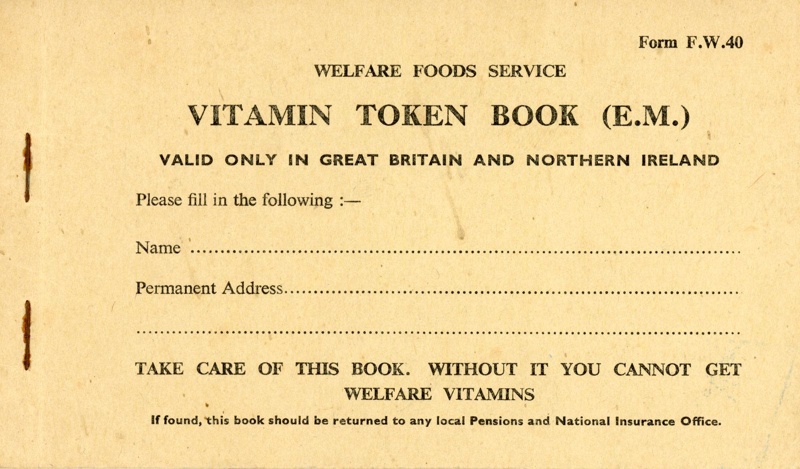 Cover: Vitamin Token Book; Welfare Foods Service; c.1961; GWL-2018-31