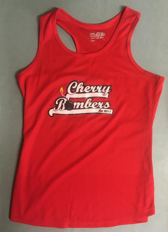 Vest: Cherry Bombers; Auld Reekie Roller Derby; c.2010s; GWL-2022-50-8