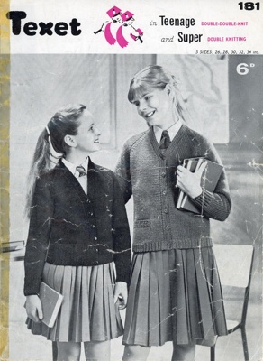 Knitting pattern: Girl's School Cardigan; Texet Wools No. 181; c.1960s; GWL-2017-11-44