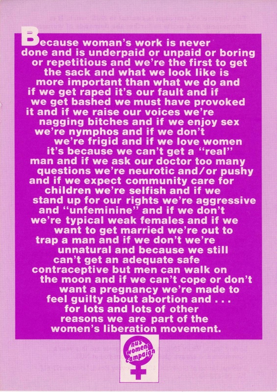 Flyer front: NUS Women's Campaign; National Union of Students (NUS); c.1970s; GWL-2020-15-12