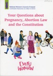 Booklet (front cover): Your Questions about Pregnancy, Abortion Law and the Constitution; National Women's Council of Ireland; c.2018; GWL-2018-51-3