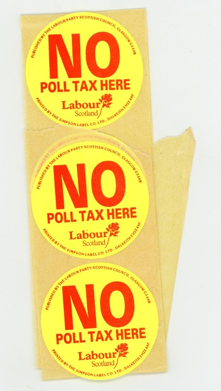 Strip of stickers: NO Poll Tax Here; Labour Party Scottish Council; c.1988-90; GWL-2020-15-8