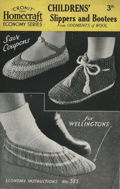 Knitting pattern: Children's Slippers and Bootees; Homecraft Economy Series No. 333; GWL-2016-95-29