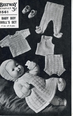 Knitting pattern: Baby Boy Doll's Set; Bestway Leaflet No. 1561; GWL-2016-95-107