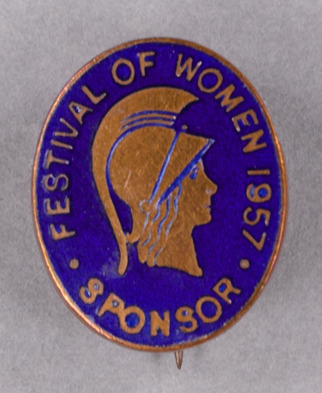 Badge: Festival of Women Sponsor; 1957; GWL-2014-38