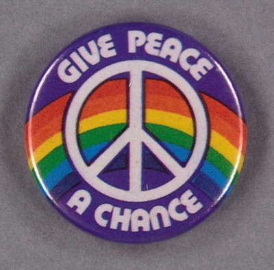 Badge: Give Peace a Chance; Campaign for Nuclear Disarmament; GWL-2014-3-4