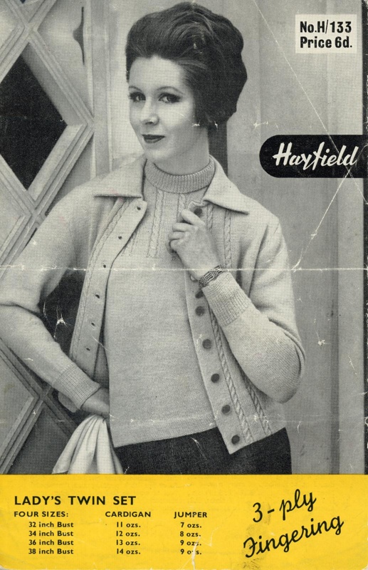 Knitting pattern: Lady's Twin Set; Hayfield No. H/133; GWL-2014-59-37