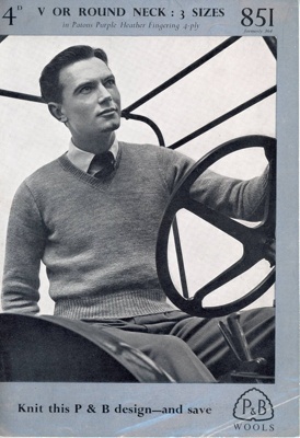 Knitting pattern: Man's Pullover; P&B Wools No. 851; GWL-2015-34-42