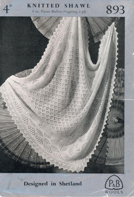 Knitting pattern: Knitted Shawl; P&B Wools No. 893; GWL-2016-95-89