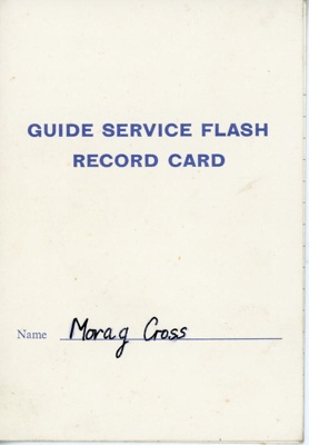 Guide Service Flash Record Card (front); Girl Guides Association; 1977; GWL-2016-144-11