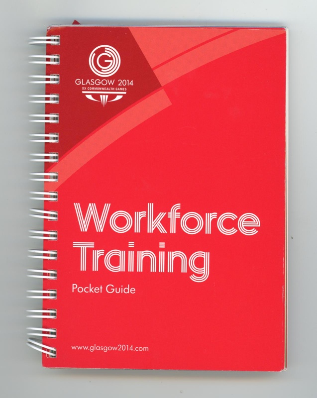 Front cover: Pocket Guide: Workforce Training; Glasgow 2014 Ltd; GWL-2015-58-9