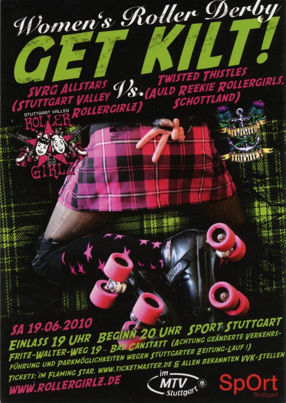 Flyer front: Get Kilt!; Stuttgart Valley Roller Derby; June 2010; GWL-2019-91-20