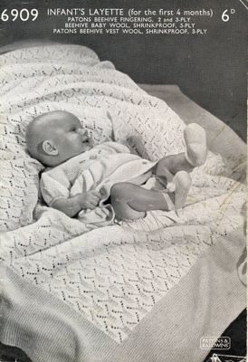 Knitting pattern: Infant's Layette; Patons & Baldwins No. 6909; GWL-2015-34-48