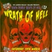 Roller Derby bout flyer advertising "Seven Deadly Bouts of Hell: Wrath of Hell", presented by London Rockin' Rollers