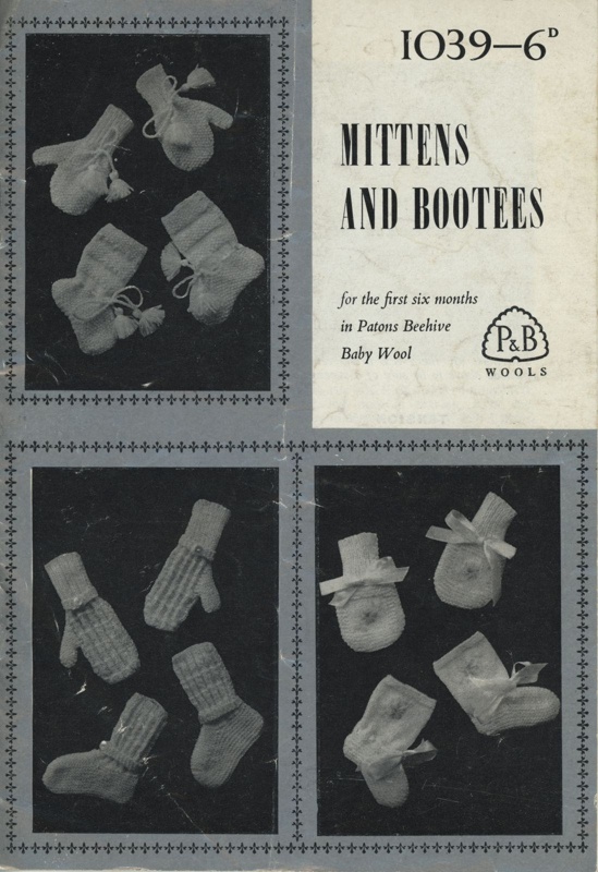Knitting pattern: Mittens and Bootees; P&B Wools No. 1039; GWL-2016-95-60
