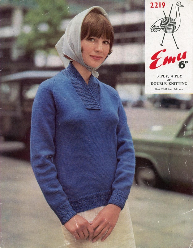 Knitting pattern: Sweater; Emu No. 2219; c.1960s; GWL-2017-11-7