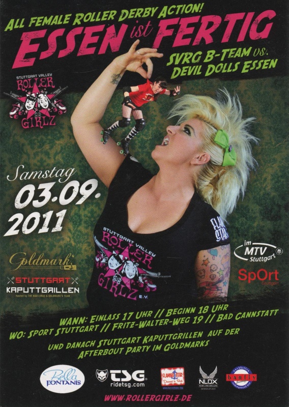 Flyer (front): Essen ist Fertig; Stuttgart Valley Roller Derby; Sept 2011; GWL-2020-35-19