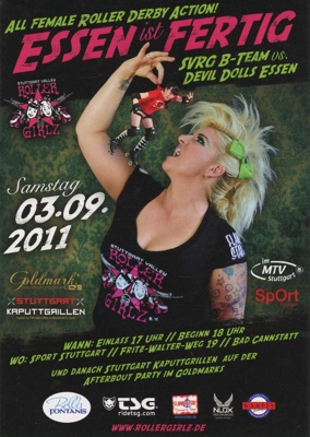 Flyer (front): Essen ist Fertig; Stuttgart Valley Roller Derby; Sept 2011; GWL-2020-35-19