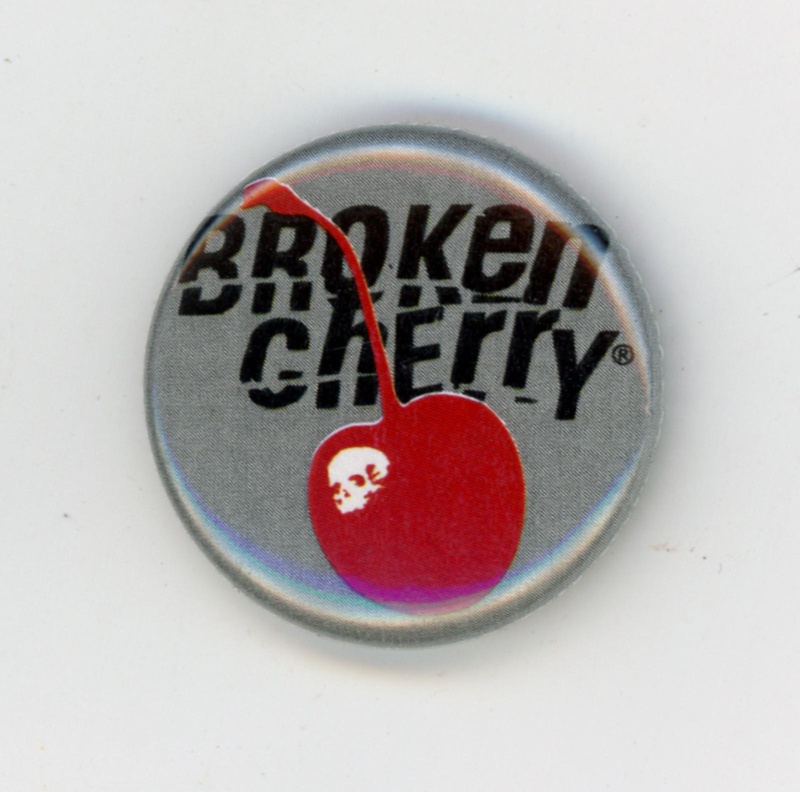 Badge: Broken Cherry; Glasgow Roller Derby; c.2010s; GWL-2019-59-37